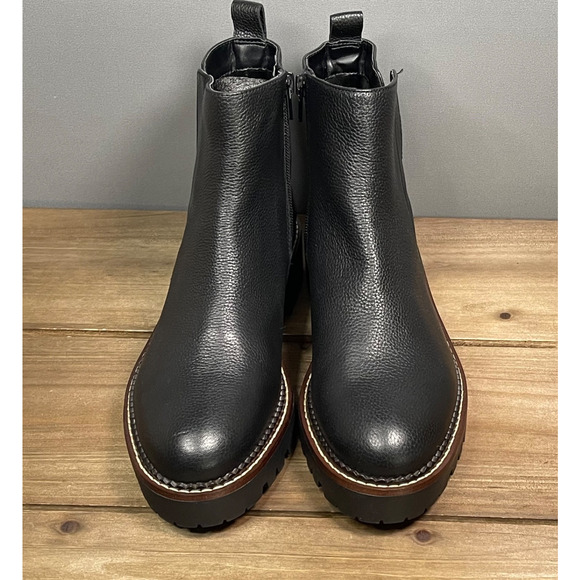 Nordstrom Women's Miller 2 Water Resistant Boots Size 7.5 Black Leather Lug Sole - Picture 4 of 16